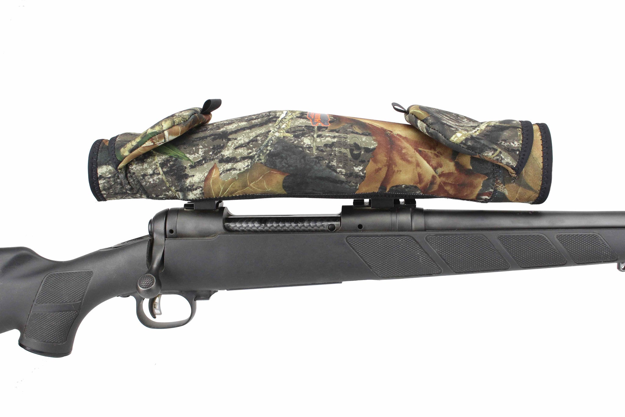 Beartooth-scopemitt-50mm-slip-on-adjustable-rifle-scope-flip-up-neoprene-black-mossy-oak-break-up-camo-side-view